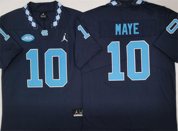 Mens North Carolina Tar Heels #10 Drake Maye Navy College Football Game Jersey