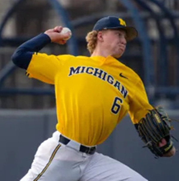 Mens Youth Michigan Wolverines #6 Kurt Barr Gold Two Button Pullover College Baseball Game Jersey