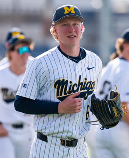 Mens Youth Michigan Wolverines #6 Kurt Barr Withe Pinstrip College Baseball Game Jersey