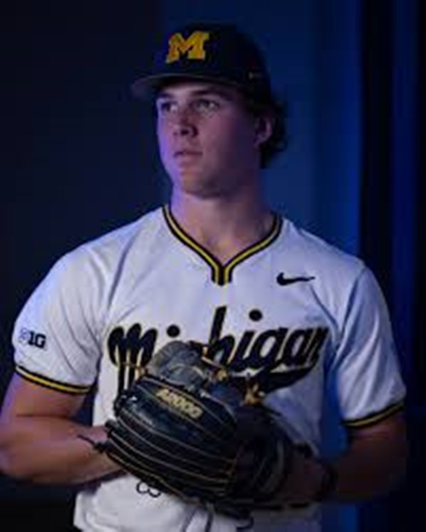 Mens Youth Michigan Wolverines #10 Tate Carey White Pullover College Baseball Game Jersey