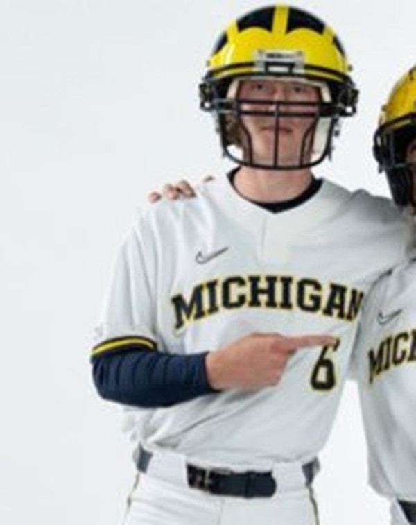 Mens Youth Michigan Wolverines #6 Kurt Barr White Two Button Pullover College Baseball Game Jersey