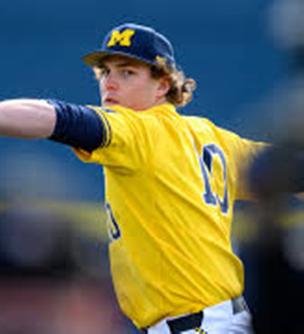 Mens Youth Michigan Wolverines #10 Tate Gold Two Button Pullover College Baseball Game Jersey