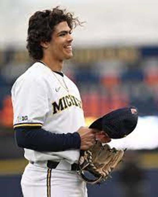 Mens Youth Michigan Wolverines #55  Mitch Voit White Two Button Pullover College Baseball Game Jersey