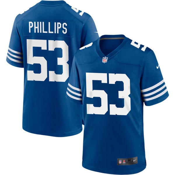 Mens Indianapolis Colts #53 Jacob Phillips Nike Royal Alternate Retro Vapor Limited Jersey
