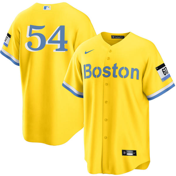 Mens Boston Red Sox #54 Lucas Giolito Yellow City Connect Limted Player Jersey
