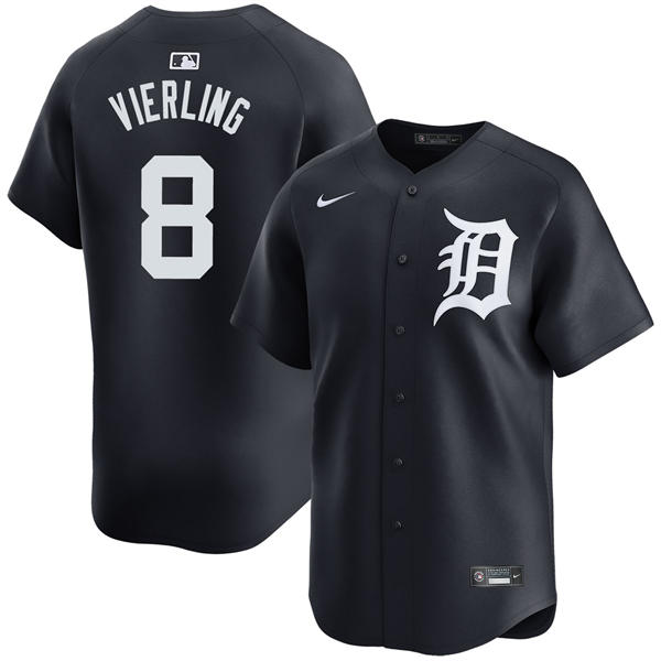 Men's Detroit Tigers #8 Matt Vierling Nike Navy White Alternate Limited Player Jersey