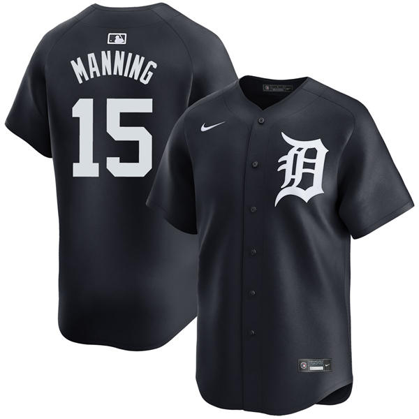 Men's Detroit Tigers #15 Matt Manning Nike Navy White Alternate Limited Player Jersey