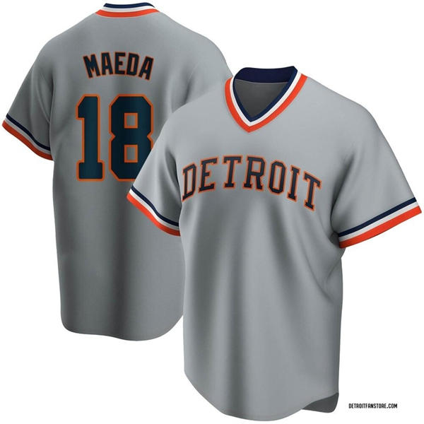 Men's Detroit Tigers #18 Kenta Maeda Nike Gray Pullover Cooperstown Collection Jersey