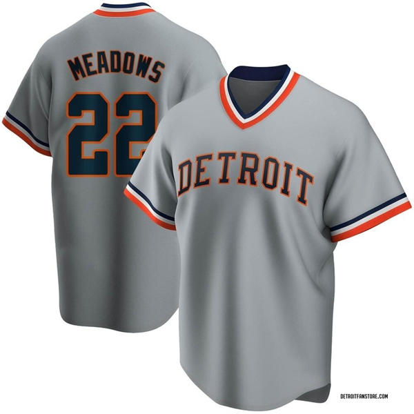 Men's Detroit Tigers #22 Parker Meadows Nike Gray Pullover Cooperstown Collection Jersey