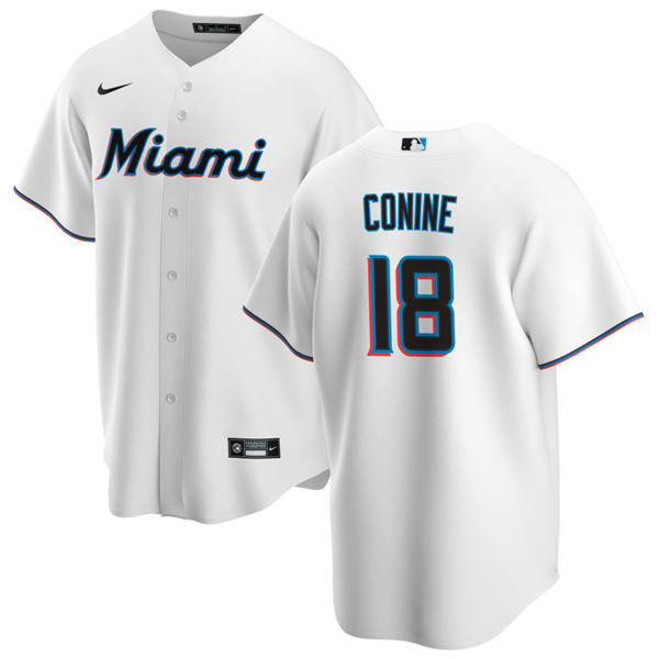 Mens Miami Marlins #18 Griffin Conine White Home Limited Jersey