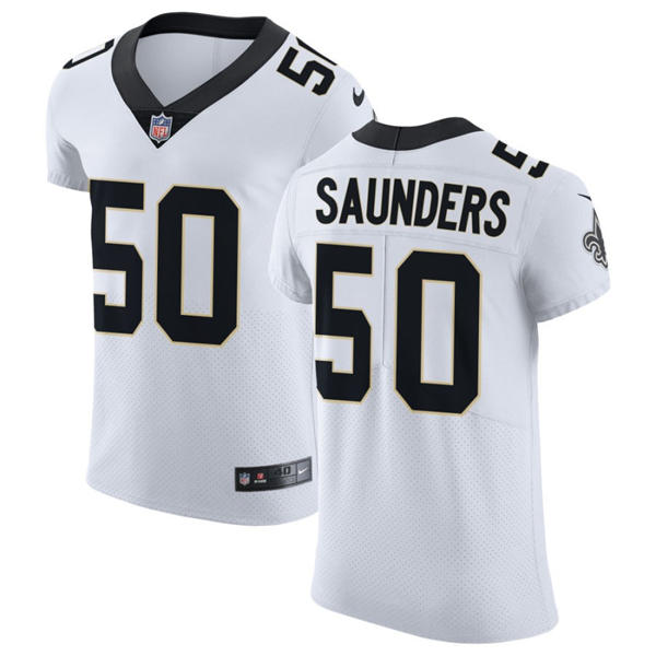 Mens New Orleans Saints #50 Khalen Saunders Nike White Vapor F.U.S.E Limited Jersey