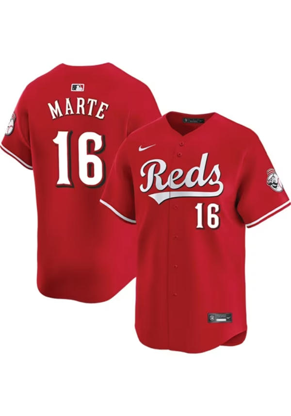 Men's Cincinnati Reds #16 Noelvi Marte Scarlet Alternate Reds Limited Player Jersey