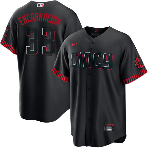 Men's Cincinnati Reds #33 Christian Encarnacion Strand Nike Black City Connect Limited Jersey