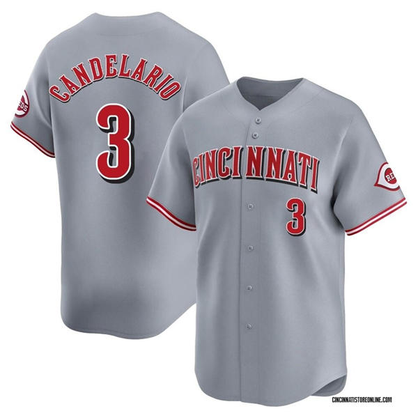 Men's Cincinnati Reds #3 Jeimer Candelario Nike Road Gray Limited Player Jersey