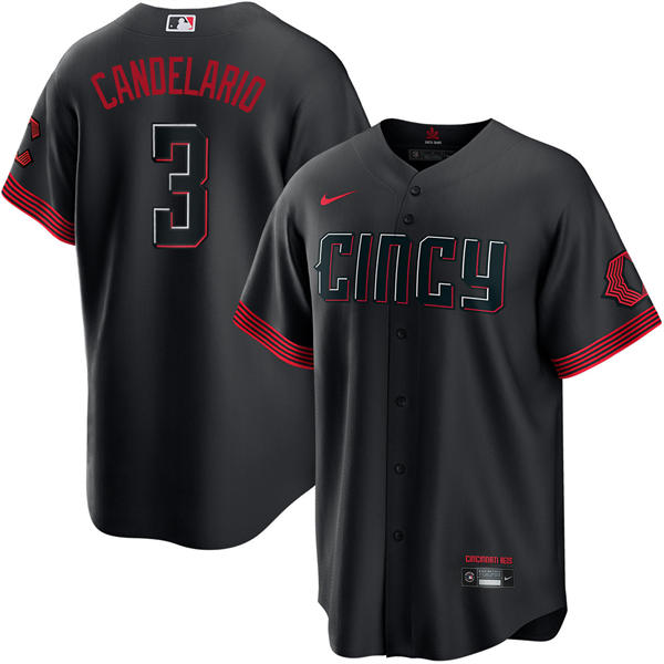 Men's Cincinnati Reds #3 Jeimer Candelario Nike Black City Connect Limited Jersey