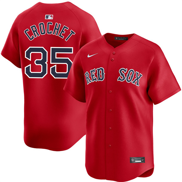 Mens Boston Red Sox #35 Garrett Crochet Nike Red Alternate with Name Limted Jersey