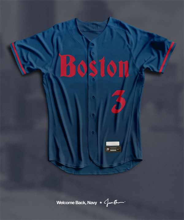 Mens Youth Boston Red Sox Custom Navy Red Retro Limted Jersey