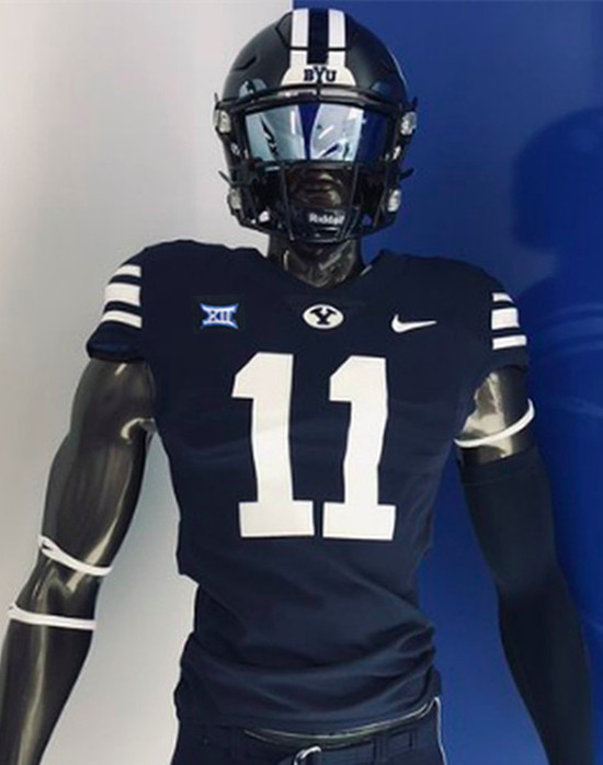 Mens Youth BYU Cougars #11 Parker Kingston Navy College Football Game Jersey