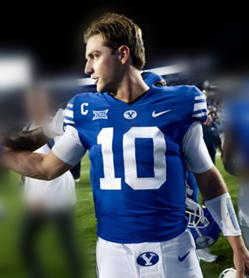 Mens Youth BYU Cougars #10 Treyson Bourguet Royal College Football Game Jersey
