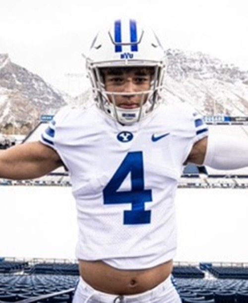 Mens Youth BYU Cougars #4 LJ Martin White Royal College Football Game Jersey