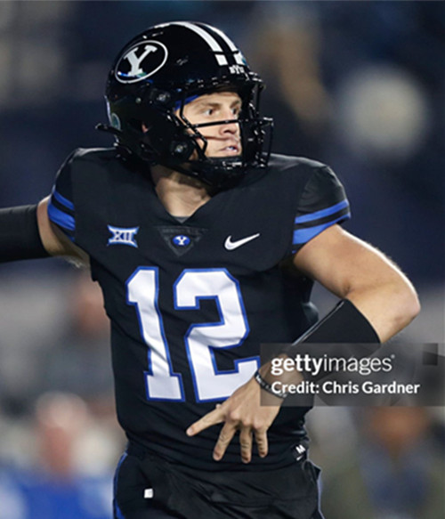Mens Youth BYU Cougars #12 Jake Retzlaff Black College Football Game Jersey