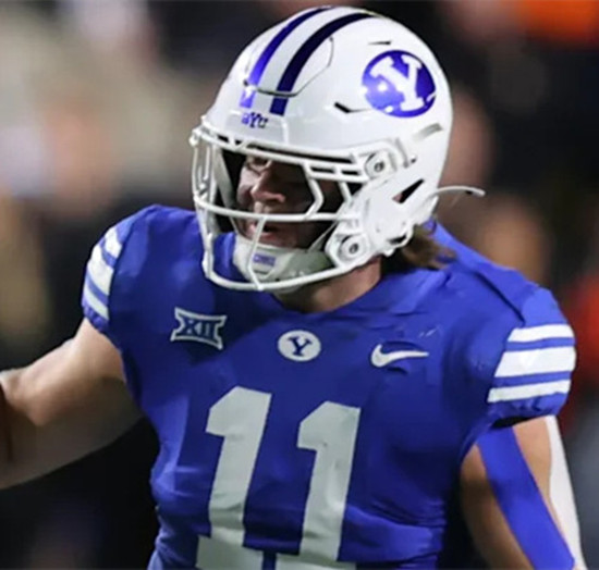 Mens Youth BYU Cougars #11 Parker Kingston Royal College Football Game Jersey