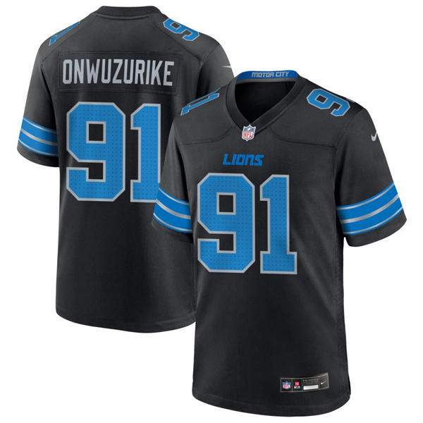 Mens Detroit Lions #91 Levi Onwuzurike Nike Black 2nd Alternate Vapor F.U.S.E. Limited Player Jersey