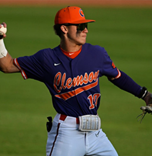 Mens Youth Clemson Tigers #10 Cam Cannarella Purple College Baseball Game Jersey