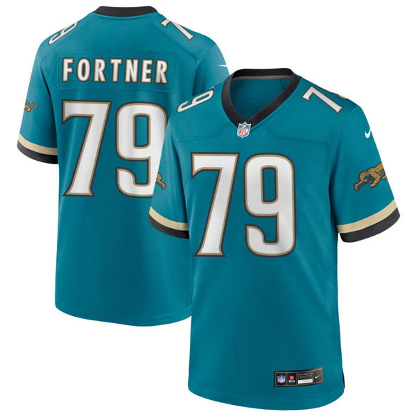 Mens Jacksonville Jaguars #79 Luke Fortner Nike Teal Throwback Vapor F.U.S.E. Limited Jersey