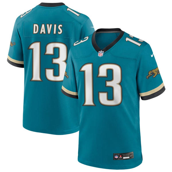 Mens Jacksonville Jaguars #13 Gabe Davis Nike Teal Throwback Vapor F.U.S.E. Limited Jersey