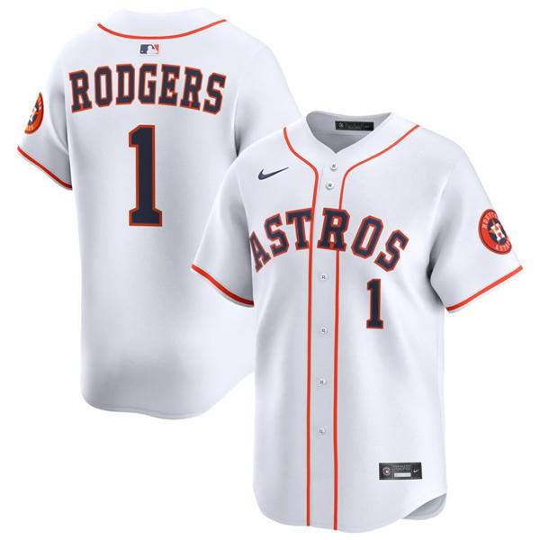 Mens Houston Astros #1 Brendan Rodgers  White Home Limited Jersey