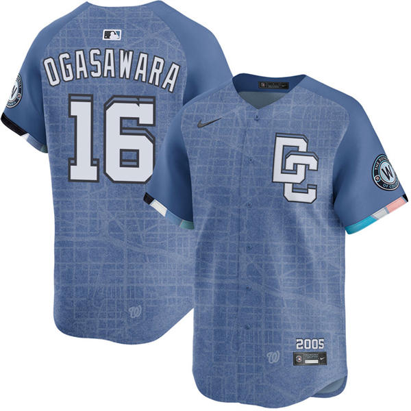 Men's Washington Nationals #16 Shinnosuke Ogasawara Nike Blue 2025 City Connect 2.0 Limited Jersey
