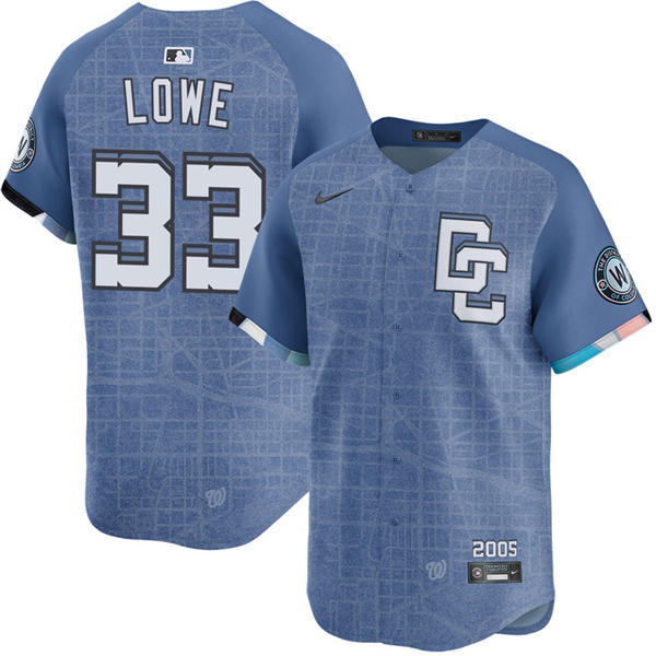 Men's Washington Nationals #33 Nathaniel Lowe Nike Blue 2025 City Connect 2.0 Limited Jersey