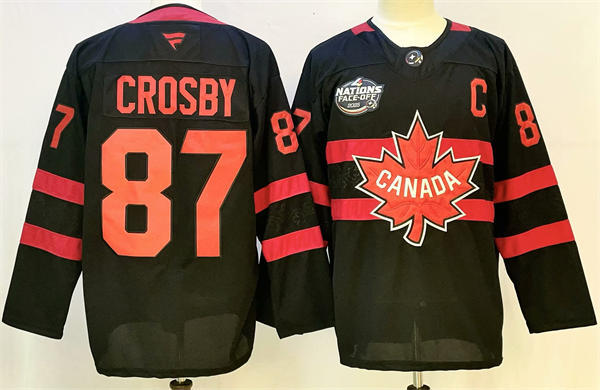 Men's Canada #87 Sidney Crosby Fanatics Black 2025 4 Nations Face-Off limited Jersey