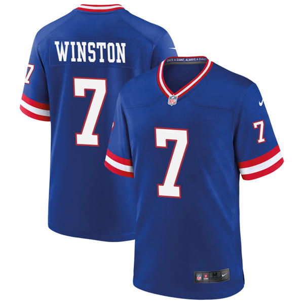 Men's New York Giants #7 Jameis Winston Nike Royal Classic Limited Jersey