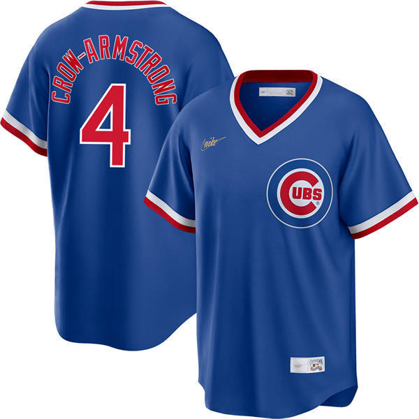Youth Chicago Cubs #4 Pete Crow-Armstrong Nike Royal Pullover Cooperstown Jersey