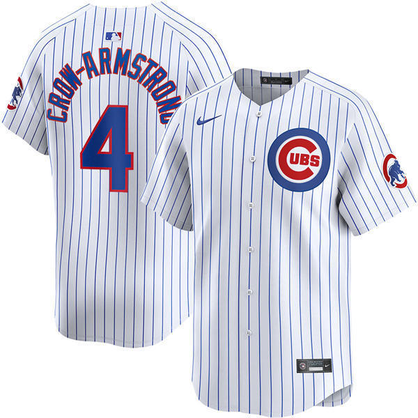 Youth Chicago Cubs #4 Pete Crow-Armstrong Nike White  Pinstripe Home Limited Player Jersey