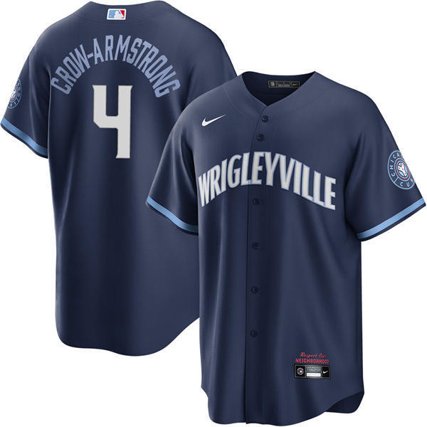 Youth Chicago Cubs #4 Pete Crow-Armstrong Navy City Connect Limited Jersey
