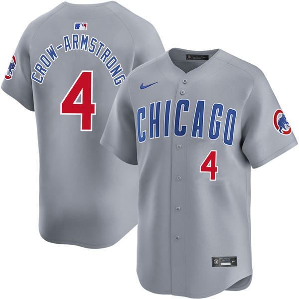 Youth Chicago Cubs #4 Pete Crow-Armstrong Nike Gray Road Limited Player Jersey