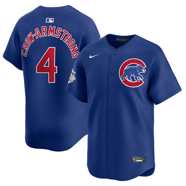 Youth Chicago Cubs #4 Pete Crow-Armstrong Nike Royal Alternate Limited Player Jersey