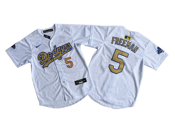 Youth Los Angeles Dodgers #5 Freddie Freeman Nike White 2025 Gold Collection Limited Jersey