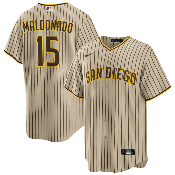 Mens San Diego Padres #15 Martin Maldonado Alternate Khaki Limited Jersey