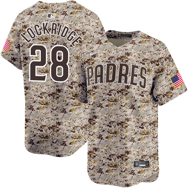 Mens San Diego Padres #28 Brandon Lockridge USMC Alternate Camo Limited Player Jersey