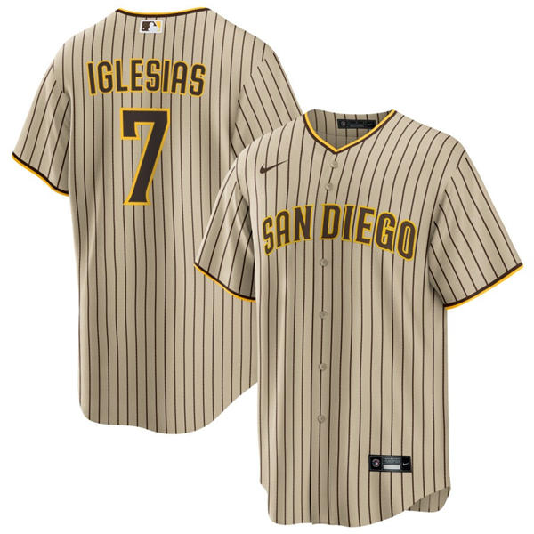 Mens San Diego Padres #7 Jose Iglesias Alternate Khaki Limited Jersey