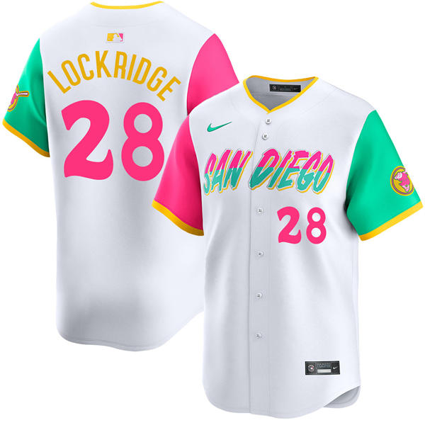 Mens San Diego Padres #28 Brandon Lockridge White City Connect Limited Player Jersey