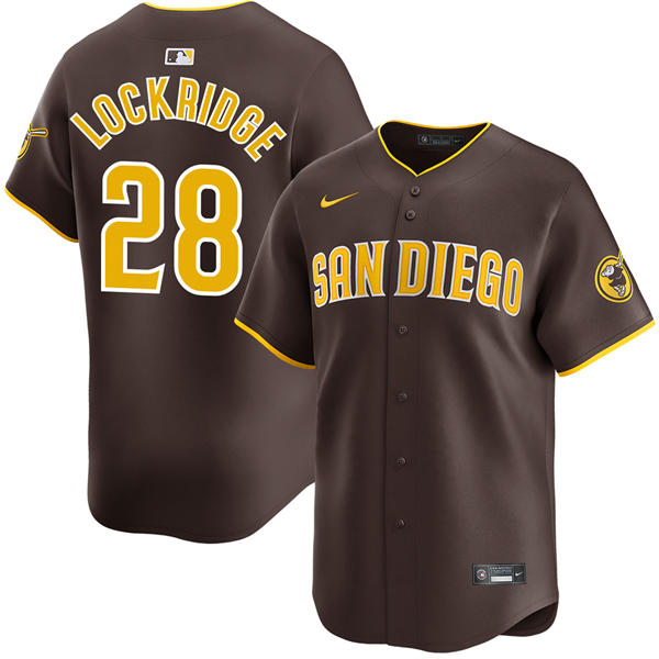 Mens San Diego Padres #28 Brandon Lockridge Nike Brown Away Limited Jersey