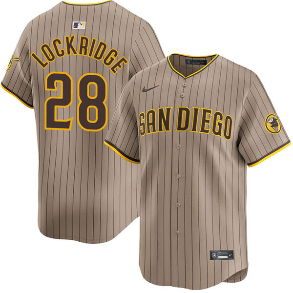 Mens San Diego Padres #28 Brandon Lockridge Nike Alternate Khaki Limited Jersey