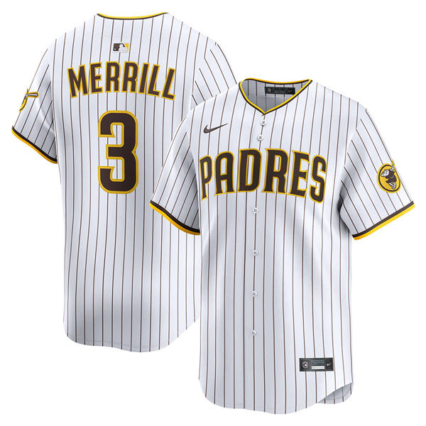 Youth San Diego Padres #3 Jackson Merrill Nike Home White Limited Jersey