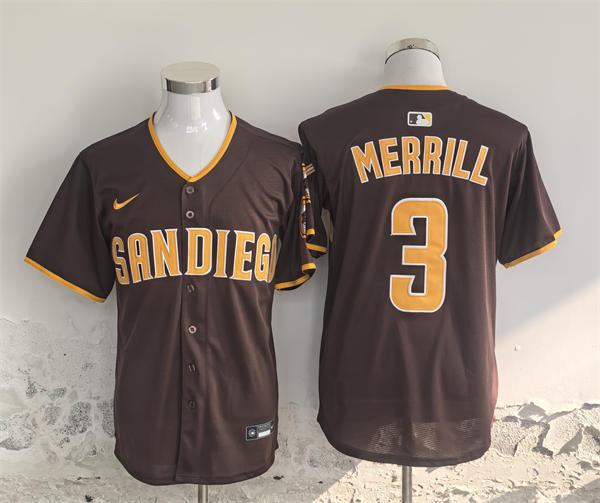 Youth San Diego Padres #3 Jackson Merrill  Nike Brown Away Limited Jersey