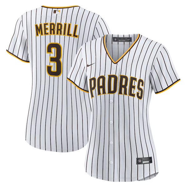 Women's San Diego Padres #3 Jackson Merrill Nike White Home Replica Jersey